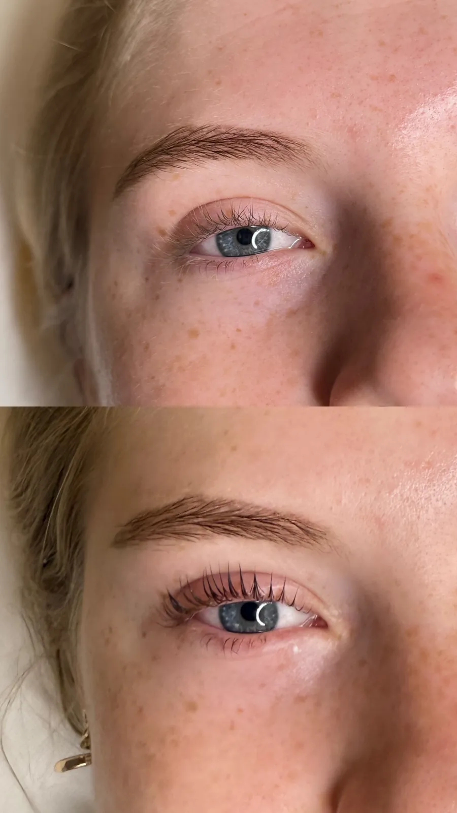 Wimpernlifting vorher und nachher